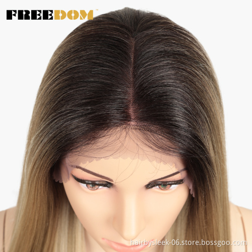 Freedom 613 High quality blonde Straight hair wig for black women high temperature ombre color hair synthetic hair wig